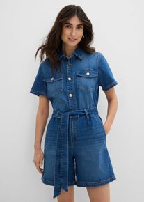 Tuta corta in jeans, Blu, Taglia 50, bonprix