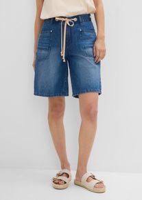 Bermuda in jeans con cordoncino vita media, Blu, Taglia 42, bonprix