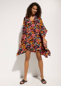Tunica copricostume in crinkle operato, Nero, Taglia 46/48 (M), bonprix
