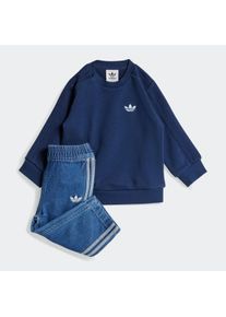 Trainingsanzug adidas originals "DENIM CREW SET", Jungen, Gr. 98, medium blau denim, night indigo, Obermaterial: 70% Baumwolle, 30% Polyester. Obermaterial Hose: 100% Baumwolle, Sportanz&uuml;ge Trainingsanzug