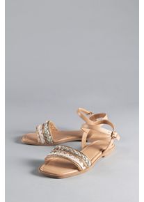 Riemchensandale ANISTON SHOES, Damen, Gr. 38, beige, Lederimitat, Schuhe Riemchensandale, Sommerschuh, Sandalette, Glitzersteine