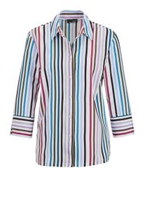 Hemdbluse GOLDNER "Kurzgr&ouml;&szlig;e Blusenshirt mit Streifenmuster", Damen, Gr. 25, bunt (bunt, gestreift), Obermaterial: 100% Polyester PES., Modisch, normal, Manschette, Blusen Hemdbluse, Knopfleiste