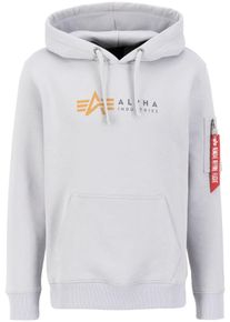 Kapuzensweatshirt Alpha Industries "Alpha Label Hoody", Herren, Gr. S, grau (pastel grau), angeraute Sweatware, Obermaterial: 100% Baumwolle, bedruckt, regular fit h&uuml;ftbedeckend, Rundhals, Rippb&uuml;ndchen, Sweatshirts Kapuzensweatshirt