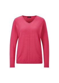 Rundhalspullover GOLDNER "Kurzgr&ouml;&szlig;e Baumwollpullover mit V-Ausschnitt", Damen, Gr. 25, rot (koralle), Obermaterial: 95% Baumwolle CO. 5% Kaschmir WS., gerade, V-Ausschnitt, Pullover Rundhalspullover, mit Kaschmieranteil