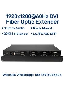 1920x1080P@60hz DVI Fiber Extender Rackmount Multi-Channel with 3.5mm Audio, 3Gbps LC/FC/SC SFP Singlemode 20KM Transceiver