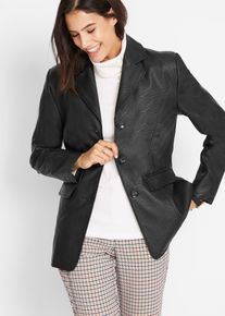 bonprix Lederimitat-Longblazer, schwarz, Gr.52, Wundersch&ouml;ner Lederimitat-Longblazer mit leichter TaillierungLederimitat