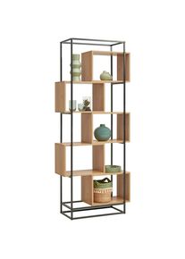 Xora Regal, Braun, Naturfarben, Schwarz, Metall, Holzwerkstoff, 10 F&auml;cher, 80x194x33.2 cm, stehend, Wohnzimmer, Regale, B&uuml;cherregale