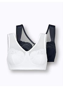 w&auml;schepur Entlastungs-BH W&Auml;SCHEPUR, Damen, Gr. 75, Cup D, schwarz-wei&szlig; (wei&szlig;, marine), 79% Polyamid, 21% Elasthan, BHs Entlastungs-BH