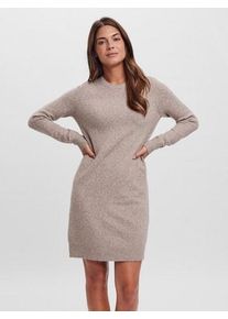 V&eacute;ro Moda Strickkleid VERO MODA "VMDOFFY LS O-NECK DRESS GA NOOS", Damen, Gr. XL, N-Gr, beige (sepia tint detail:melange), Strick, Obermaterial: 94% Polyester, 3% Elasthan, 3% Nylon, meliert, regular fit kurz, Rundhals, Rippb&uuml;ndchen, Kleider Strickkleid, Materialmix mit Stretch, locker geschnitten