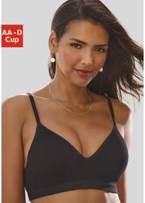 Push-up-BH Lascana "COMFY BRA", Damen, Gr. 80, Cup AA, schwarz, Piqu&eacute;, Obermaterial: 50% Baumwolle, 33% Polyamid, 14% Polyester, 3% Elasthan, Basic, BHs Push-up-BH, ohne B&uuml;gel aus Baumwolle mit Struktur, bequemer BH