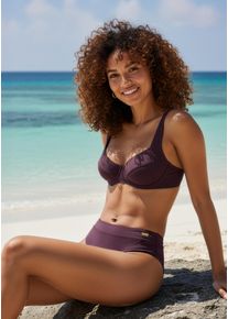 B&uuml;gel-Bikini-Top Lascana "Lolo", Damen, Gr. 42, Cup E, braun (aubergine), Elasthan, Recycling-Polyamid, unifarben, Bikini-Oberteile B&uuml;gel-Bikini-Top, in modischer Schnittform