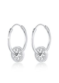 Paar Ohrh&auml;nger Elli "Ohrringe Creolen Einh&auml;nger Sonne Antik 925er Silber" Gr. 24, silber, Ohrringe, Damen, ohne Stein, Silber 925 (Sterlingsilber), Paar Ohrh&auml;nger