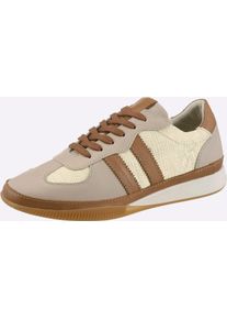 Sneaker Heine, Damen, Gr. 40, creme, cognac, Leder, Rindsleder, Textil, Veloursleder, Schuhe Sneaker