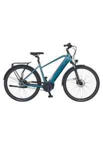 E-Bike Prophete "Geniesser 5.0 mit Gates Riemenantrieb" Gr. 52, blau, schwarz, Elektrofahrr&auml;der, Herren, 52cm, 28 Zoll (71,12cm), E-Bike, Suntour Parallelogramm Federsattelst&uuml;tze