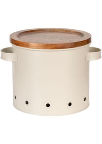 Vorratsdose Wenko "Modell Aria", beige (creme, natur), H:16,5cm &Oslash;:18cm, Holz, Metall, Lebensmittelaufbewahrungsbeh&auml;lter, Vorratsdose, Aufbewahrungsdose f&uuml;r Lebensmittel mit Deckel & Luftl&ouml;chern