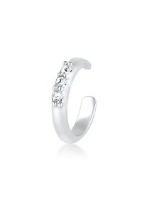 Ohrklemme Elli "Ohrringe Earcuff Single Wei&szlig; 925 Sterling Silber, mit Kristallen von Swarovski" Gr. 10, silber, Ohrringe, Damen, 10, Silber 925 (Sterlingsilber), Ohrklemme
