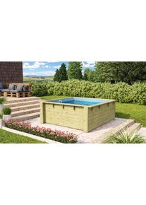 Rechteckpool Karibu "Minipool L220 x B 220 x H 78 cm", braun, B:220cm H:78cm L:220cm &Oslash;:300cm, Schwimmbecken, Rechteckpool, kesseldruckimpr&auml;gniert, Made in Germany