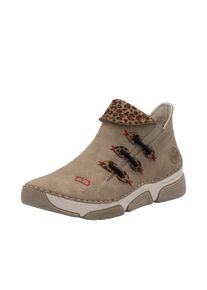 Sneakerboots Rieker, Damen, Gr. 42, hellbeige, leo, Nubuklederimitat, kontrastfarbene Details, Schuhe Sneakerboots, Schlupfboots, Stiefelette, High Top Sneaker mit Innenrei&szlig;verschluss