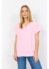 Shirtbluse soyaconcept "SC-CATH 1", Damen, Gr. S, rosa (rose), Web, Obermaterial: 100% Polyester, unifarben, normal, V-Ausschnitt, Blusen Shirtbluse, normale Passform, mit V-Ausschnitt, aus pflegeleichter Kunstfaser