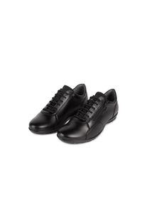 Schn&uuml;rschuh Geox "UOMO SYMBOL", Herren, Gr. 47, schwarz, Leder, Textil, Schuhe Schn&uuml;rschuh, Business Schuh, Sneaker mit zus&auml;tzlichem Au&szlig;enrei&szlig;verschluss