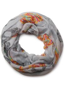 Loop styleBREAKER "Loop mit Sugar Skull Totenkopf Print", Damen, grau, Obermaterial: 100% Viskose CV., Modisch, Modet&uuml;cher Loop