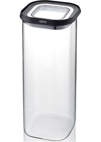 Vorratsdose Gefu "PANTRY", schwarz (schwarz, transparent), B:11cm H:26cm L:11cm, Borosilikatglas, Kunststoff, Lebensmittelaufbewahrungsbeh&auml;lter, Vorratsdose, edel, elegant und praktisch