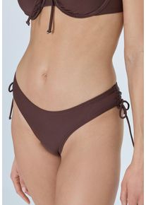 Bikini-Hose LSCN BY LASCANA "Gina", Damen, Gr. 46, N-Gr, braun, Recycling-Polyamid, unifarben, Badehosen Bikini-Hose, mit modischen Raffungen