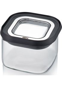 Vorratsdose Gefu "PANTRY", schwarz (schwarz, transparent), B:11cm H:7,5cm L:11cm, Borosilikatglas, Kunststoff, Lebensmittelaufbewahrungsbeh&auml;lter, Vorratsdose, edel, elegant und praktisch