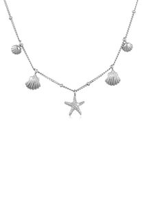 Kette mit Anh&auml;nger Elli "Halskette Muscheln Seestern Maritim Sommer 925 Silber" Gr. 50, silber, Halsketten, Damen, ohne Stein, Silber 925 (Sterlingsilber), Kette mit Anh&auml;nger