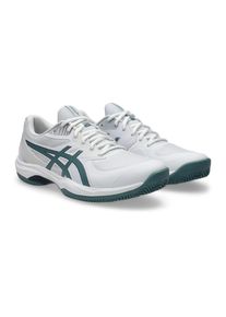 Tennisschuh asics "GAME FF CLAY", Herren, Gr. 49, wei&szlig;, foggy teal, Synthetik, Schuhe Tennisschuh, Sandplatzschuhe f&uuml;r Aschepl&auml;tze