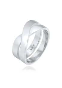 Silberring Kuzzoi "Ring Herren Bandring &Uuml;berkreuz Look 925 Silber" Gr. 62, silber, Fingerringe, Herren, 62, Silber 925 (Sterlingsilber), Silberring