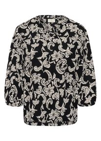 Langarmbluse Kaffe "Langarm-Bluse KAriani", Damen, Gr. 42, schwarz deep, chalk paisley, Obermaterial: 100% Viskose LENZING ECOVERO CV LenzEcov., Blusen Langarmbluse