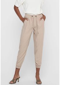 Jogger Pants Only "ONLKELDA-EMERY MW PULL-UP PANTS", Damen, Gr. 42 (XL), L&auml;nge 30, humus, Web, Obermaterial: 92% Viskose, 8% Polyester, normal, Hosen Jogger Pants