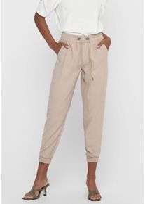Jogger Pants Only "ONLKELDA-EMERY MW PULL-UP PANTS", Damen, Gr. 36 (S), L&auml;nge 32, humus, Web, Obermaterial: 92% Viskose, 8% Polyester, normal, Hosen Jogger Pants