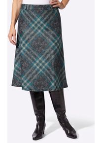 Karorock Casual Looks, Damen, Gr. 54, aquapetrol, schwarz, kariert, 93% Polyester, 7% Viskose, gemustert, kariert, mehrfarbig, wadenlang, R&ouml;cke Karorock