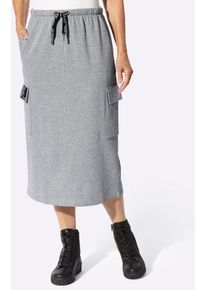 Sweatrock Inspirationen, Damen, Gr. 54, grau (grau, meliert), 88% Baumwolle, 12% Polyester, unifarben, wadenlang, R&ouml;cke Sweatrock