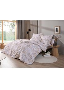 Bettw&auml;sche Estella Gr. 5, beige, apricot, bedruckt, B/L: 135cm x 200cm, Interlock-Jersey,Interlock-Jersey, B/L: 80cm x 40cm, 2, Interlock-Jersey;Interlock-Jersey, 100% Baumwolle, Bettw&auml;sche, Bettw&auml;sche