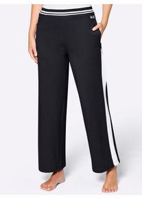 Wellnesshose feel good, Damen, Gr. 56/58, Normalgr&ouml;&szlig;en, schwarz-wei&szlig; (schwarz, wei&szlig;), 50% Baumwolle, 50% Polyester, unifarben, Hosen Wellnesshose