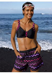 B&uuml;gel-Bikini-Top feel good, Damen, Gr. 46, Cup C, schwarz, pink, lila, Elasthan, Polyamid, Bikini-Oberteile B&uuml;gel-Bikini-Top