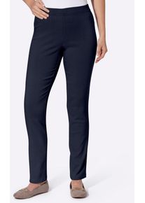 Dehnbund-Hose Classic Basics, Damen, Gr. 44, Normalgr&ouml;&szlig;en, blau (marine), 72% Viskose, 25% Polyamid, 3% Elasthan, unifarben, lang, Hosen Dehnbund-Hose