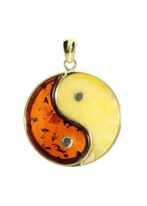 Kettenanh&auml;nger OSTSEE-SCHMUCK "- Yin & Yang - Gold 585/000 - Bernstein" Gr. 30, gold (gold 333, goldfarben, gelb), Schmuckanh&auml;nger, Damen, Gelbgold 585, Kettenanh&auml;nger