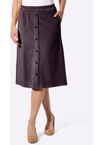 Cordrock Classic Basics, Damen, Gr. 38, grau (aubergine), 60% Baumwolle, 38% Polyester, 2% Elasthan, unifarben, wadenlang, R&ouml;cke Cordrock