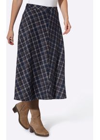Karorock Heine, Damen, Gr. 36, blau (marine), 80% Polyester, 20% Wolle, gemustert, kariert, wadenlang, R&ouml;cke Karorock