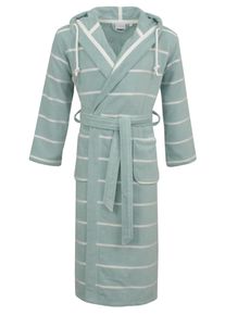 Unisex-Bademantel Carl Ross "supercombed light" Gr. XL, ocean blau, sanftes wei&szlig;, L:130cm, Frottier, Hausm&auml;ntel, Unisex-Bademantel, Kapuze