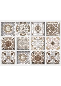 Fliesenaufkleber OTTO HOME "Ornamente", grau (grau, braun), B:15cm H:15cm, Fliesenaufkleber, Fliesenaufkleber, Stickerfliesen, selbstklebend, Sticker, 12er Set