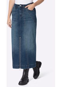 Jeansrock Heine, Damen, Gr. 50, blau, stone, washed, 98% Baumwolle, 2% Elasthan, unifarben, lang, R&ouml;cke Jeansrock