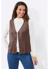 Lederimitatweste Casual Looks, Damen, Gr. 48, schoko, 90% Polyester, 10% Elasthan, unifarben, Westen Lederimitatweste