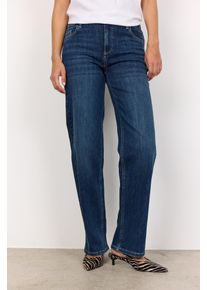 5-Pocket-Jeans soyaconcept "SC-KIMBERLY 34-B", Damen, Gr. 31, L&auml;nge 31, blau (dunkelblau denim), Denim/Jeans, Obermaterial: 81% Baumwolle, 17% Polyester, 2% Elasthan, unifarben, straight fit kn&ouml;chellang, Jeans 5-Pocket-Jeans, aus Baumwollmischung mit Polyester und Elasthan, kn&ouml;chellanger Schnitt