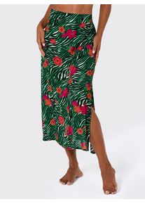 Sommerkleid feel good "Rock", Damen, Gr. 52/54, Normalgr&ouml;&szlig;en, schwarz, apfel, bedruckt, 95% Viskose, 5% Elasthan, gemustert, mehrfarbig, knielang, Kleider Sommerkleid