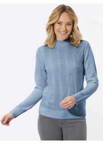 Stehkragenpullover Classic Basics "Stehkragen-Pullover", Damen, Gr. 40, blau (bleu), 100% Polyacryl, unifarben, Pullover Stehkragenpullover